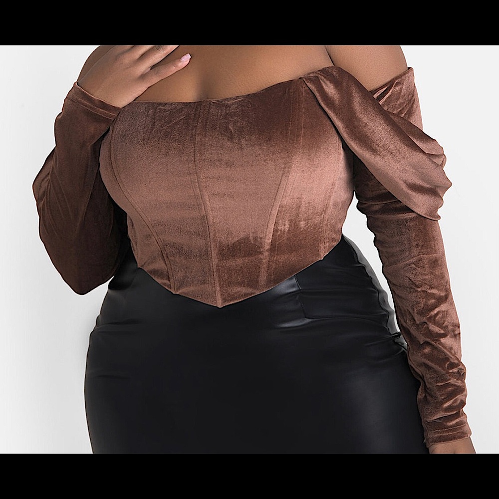 Chocolate Brown Velvet Crop Top